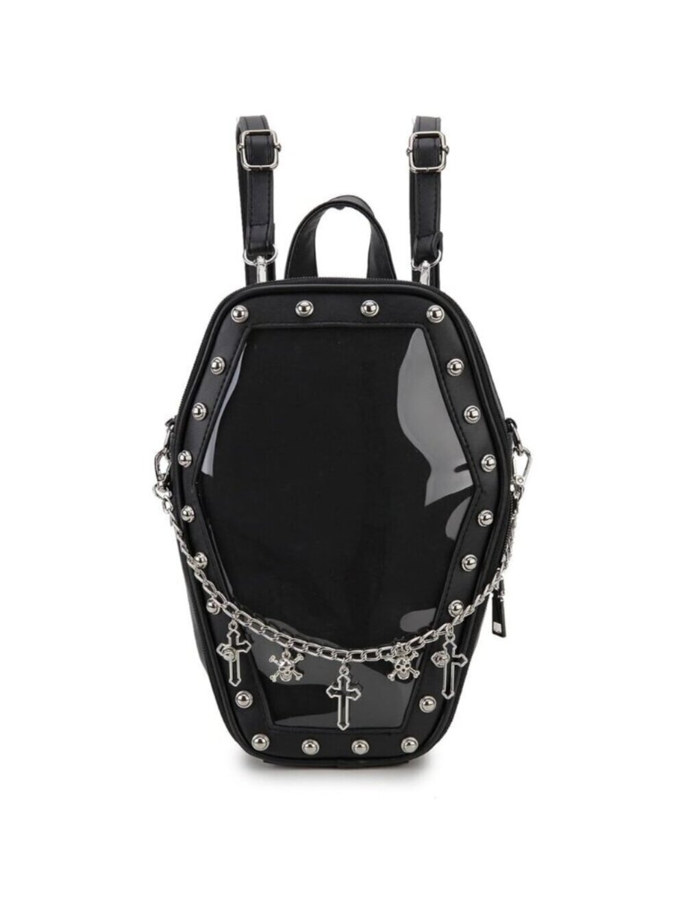 Gothic Coffin Shaped Purse for Women Halloween Shoulder Bag and Backpack